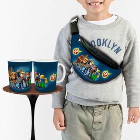 Набор: детская сумка-бананка+кружка Роблокс "Roblox" 32х15см,бананка для мальчика через плечо (00965)