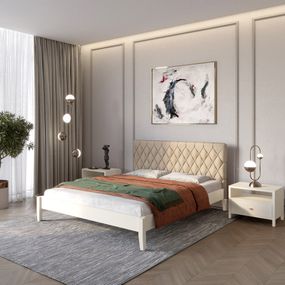 Двоспальне дерев&#039;яне ліжко Mebigrand Венеція ДК Айворі (S0505Y30R)/Аляска 23 (Бежевий) 160х190 см (MBG-5823)