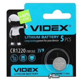 БАТАРЕЙКА ЛІТІЄВА VIDEX CR1220 3V LITHIUM