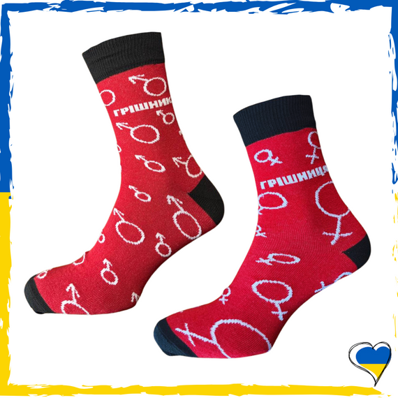 Носки мужские и женские набор принт Грішник / Грішниця. Носки с приколами. Носки принт 36-40 / 40-45