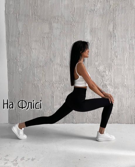 Женские теплые лосины в рубчик на флисе больших размеров BF865 цвет черный, размер 50/52 | Зображення 1