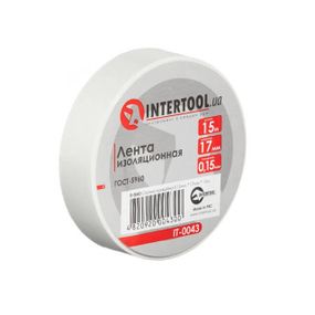 Стрічка ізоляційна 0.15 мм*17 мм*15м біла INTERTOOL IT-00431