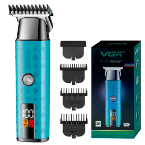 Тример для стрижки акумуляторний VGR V-943 BLUE, 3 насадки, LED дисплей