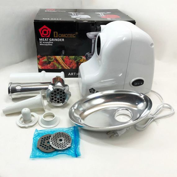 Мясорубка професиональна Domotec MS-2017 | Мясорубка для томатов | Электрическая мясорубка HX-183 с насадками | Зображення 9