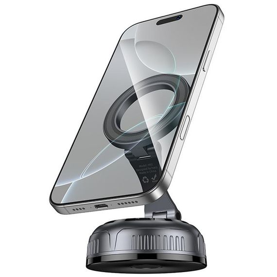 Автотримач Hoco H92 High vacuum suction cup magnetic (universal) Black / Metal gray