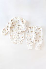 Теплий комплект для немовляти: боді з начосом і штанці, 0–24 міс принт Сафарі 68