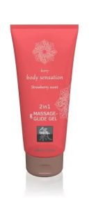 Лубрикант та масажне масло 2 в 1 HOT SHIATSU Massage-& Glide gel 2in1 Strawberry scent, 200 мл Sex Aura
