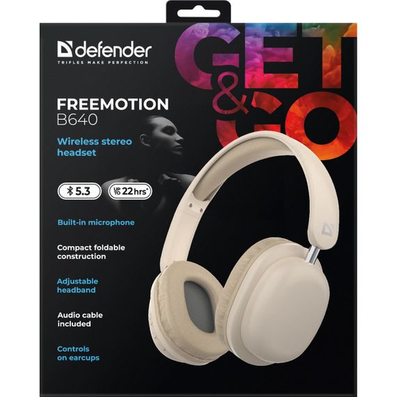 Навушники Defender FreeMotion B640, Bluetooth+3,5мм, Beige | Зображення 6