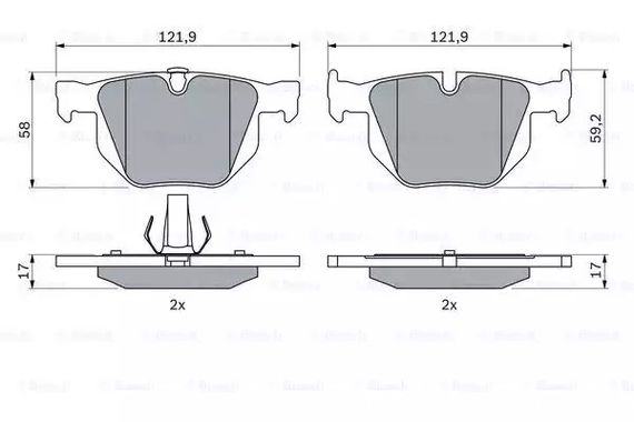 Колодки гальмівні дискові BMW 525I задн.  BOSCH (0986424766) | Зображення 6