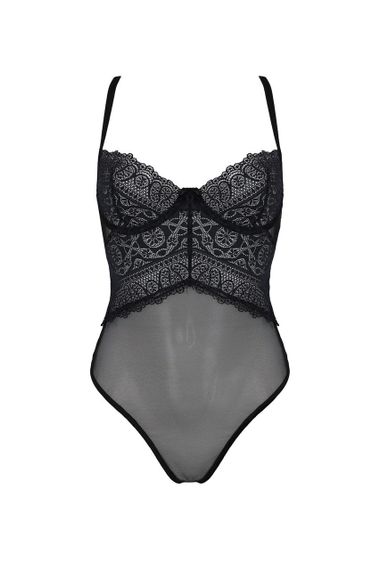 Боді Passion KERRIA BODY black, S/M, з високими вирізами та верхом балконет sexstyle | Зображення 2