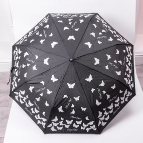 Парасолька напівавтомат з принтом міцна з поліестеру діаметр 97 см Чорна HP-23-2B