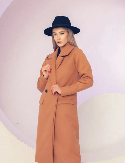 Женское длинное кашемировое пальто  MI549 цвет мокко, размер 42/44 | Зображення 1