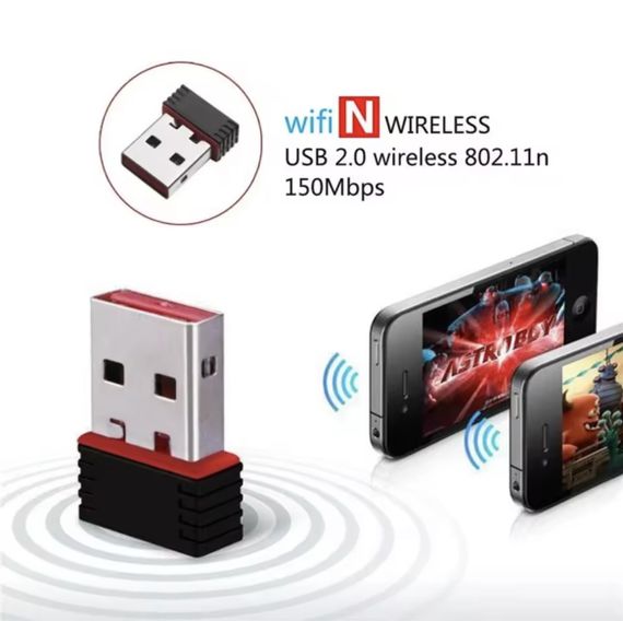 Wi-Fi сетевой приём сигнала, мини адаптер, Wi-Fi без драйвера, 2,4G USB Plug and Play, B/G/N/AX | Зображення 3
