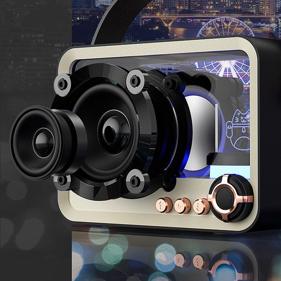 Bluetooth колонка QD05 Retro Style Black | Зображення 5