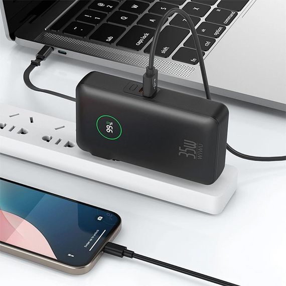 Портативний ЗП Power Bank WIWU Wi-P049 22.5W+PD35W with cable 10000 mAh Black | Зображення 2