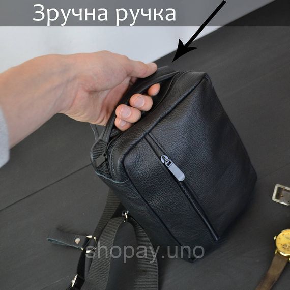 Чоловіча плечова сумка слінг, Сумка шкіряна чоловіча крос-боді легка через плече AY-25 | Зображення 4