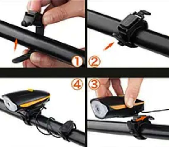 Вело фара и велосипедный сигнал на выносной кнопке Bike Light 7588 аккумуляторный велофонарь micro-USB | Зображення 5