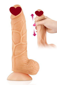 Фалоімітатор із рухомою крайньою плоттю Real Body — Real Brad, діаметр 4 см, TPE Sex Aura