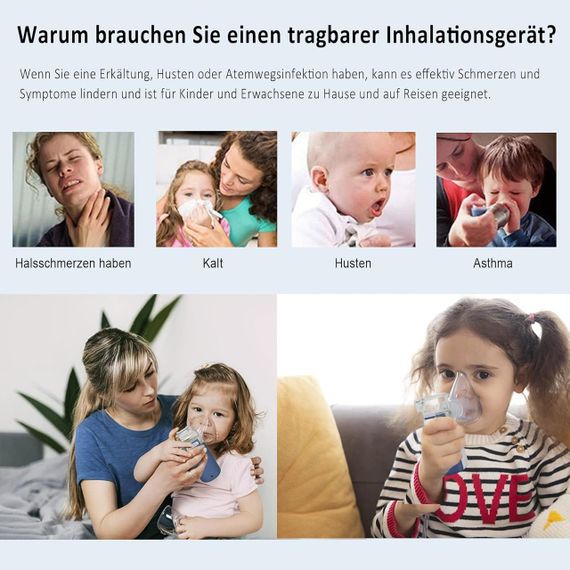 Небулайзер ультразвуковой портативный ингалятор для детей взрослых с маской/мундштуком для лечения заболеваний | Зображення 1