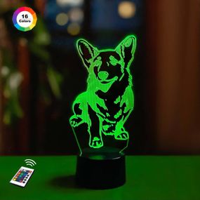 3D светильник ночник с пультом "Корги"  3DTOYSLAMP