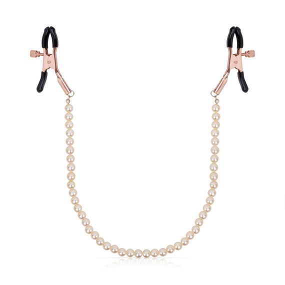 Зажимы для сосков с жемчужной цепочкой Rosy Gold - Nipple Clamps Pearls Sex Aura