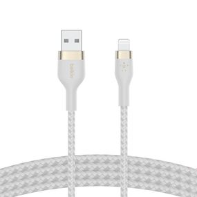 Кабель Belkin USB-A - Lightning плетений, силіконовий, з ремінцем на магніті, 1м, білий (CAA010BT1MWH)