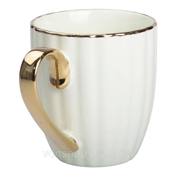 Чашка порцелянова із золотим обідком і золотою ручкою 420 (мл) М'ятний RX-N240629M | Зображення 1