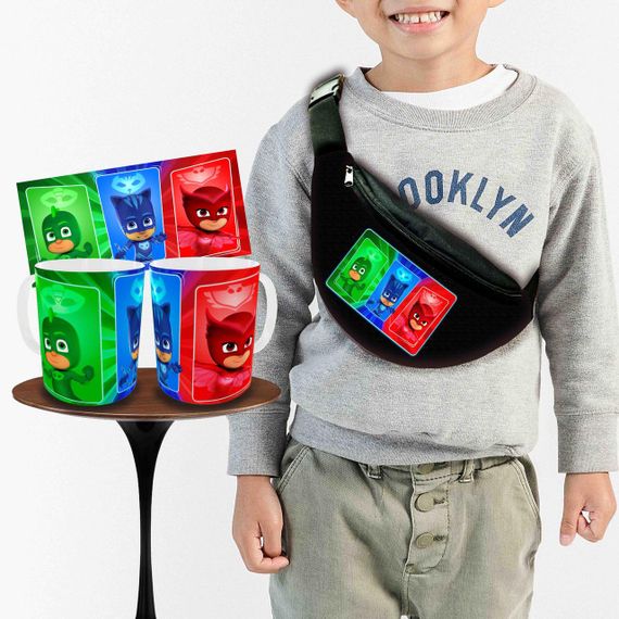 Набір: дитяча сумка-бананка+кружка Герої в масках 32х15см, бананка для хлопчика через плече на подарунок (00901)