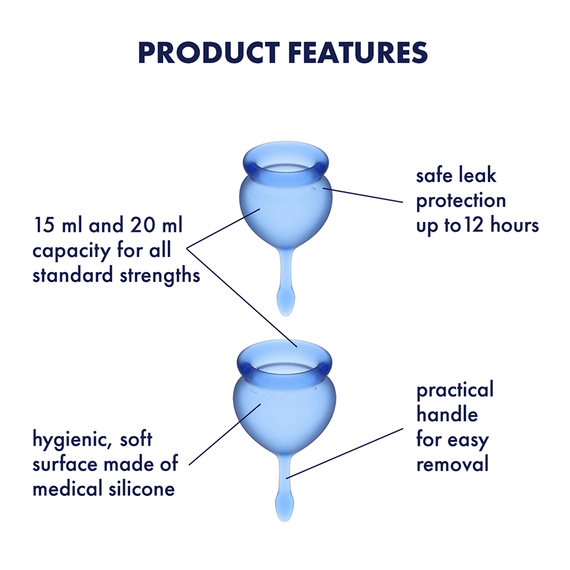 Менструальна чаша набір Feel Good, синій, Satisfyer (Німеччина) sexstyle | Зображення 1