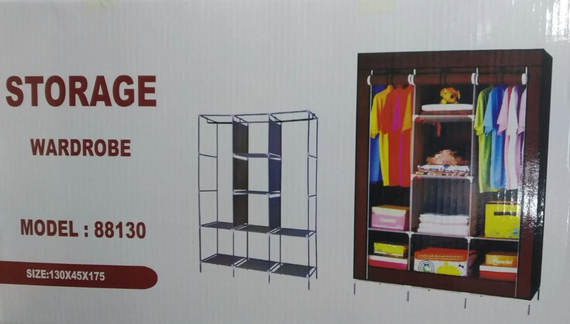 Складана каркасна тканинна шафа Storage Wardrobe 88130, шафа на три секції 130*45*175 | Зображення 7