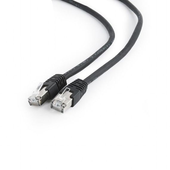Патч корд Cablexpert PP6-1M/BK, FTP, категорія. 6, литий,  50u" штекер із фіксатором,1M, чорний | Зображення 1