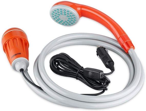 Портативний душ для кемпінгу 3,8 л/хв, з 12V насосом для автомобільного прикурювача, душ для походів і подорожей | Зображення 4