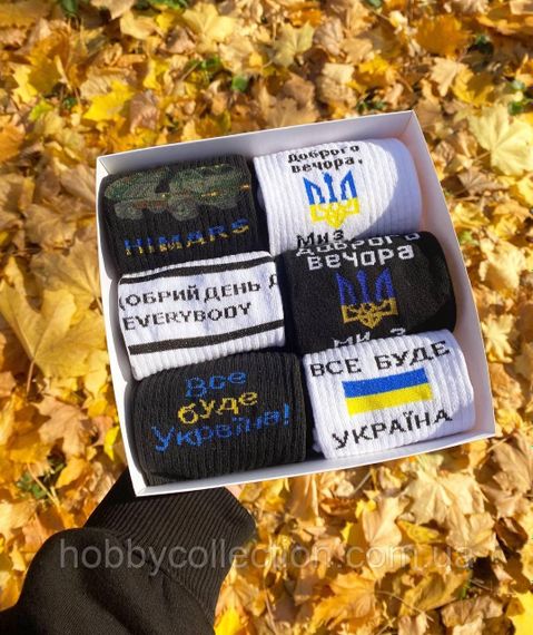 Бокс чоловічих патріотичних шкарпеток на 6 пар 41-45 р в подарунковій коробці із стрічкою весна-осінь | Зображення 6