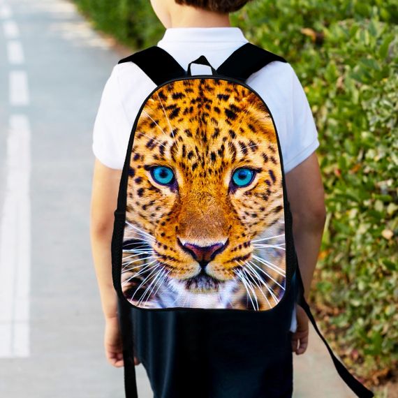 Рюкзак дитячий з леопардом, леопард 34х27см, міський ранець для хлопчика з принтом (00433)