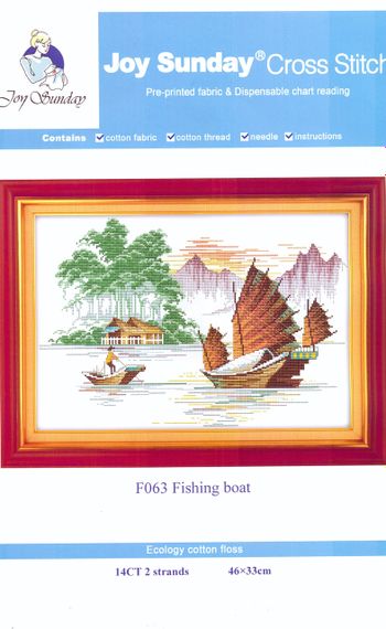 Набір для вишивання за нанесеною на канву схемою "Fishing boat". AIDA 14CT printed, 46*33 см | Зображення 1