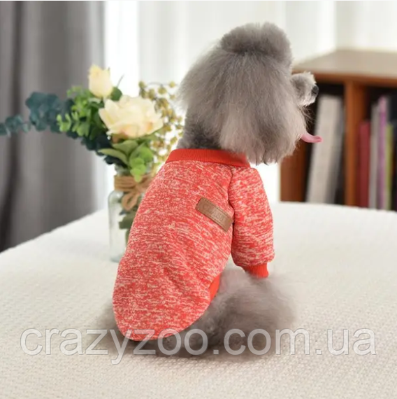 Кофта для собак та котів EcoToys Red M ряба червона A: 30 см B: 37 см C: 24 см 7106 | Зображення 7