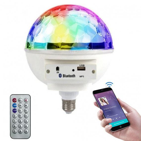 Диско-шар светомузыка диско шар с цоколем Music OQ-313 Ball E27 | Зображення 6
