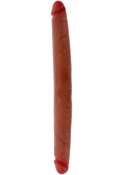 Силиконовый двойной фаллоимитатор ToyJoy Get Real с крайней плотью, коричневый sexstyle