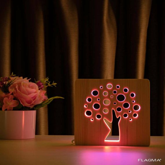Светильник ночник ArtEco Light из дерева LED "Деревце" с пультом и регулировкой цвета... | Зображення 8