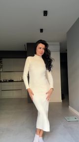 Платье MAXI длинное приталенное с разрезом молочное 🖤🔥 XL