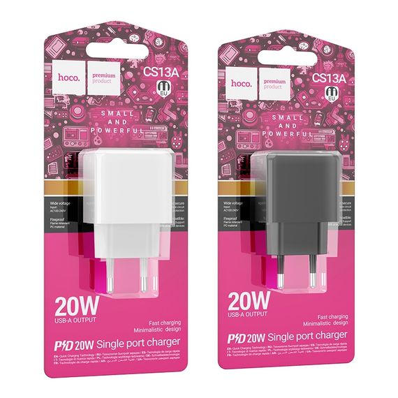 Мережевий зарядний пристрій Hoco CS13A 1 USB-C PD/QC 20W | Зображення 1