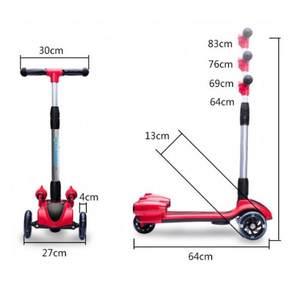 Дитячий турбо - самокат з димом та музикою GLANBER Синій | Зображення 4