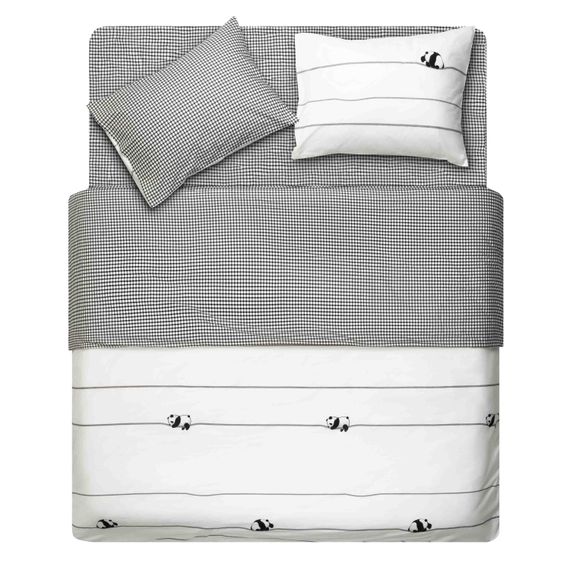 Набір постільної білизни 1,5сп Ardesto Gloria, 160х220см, 100% бавовна, сатин, панди, клітинка (ART1622PW) | Зображення 1