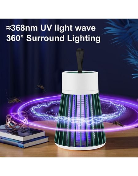 Пастка-лампа від комах Mosquito killing Lamp BG-002 акумуляторна з LED підсвічуванням та USB-зарядкою Зелена | Зображення 4