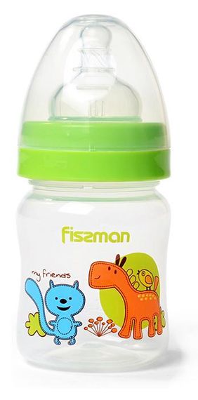 Пляшка дитяча для годування Fissman Babies "Мої друзяшки" 120мл з широкою шийкою