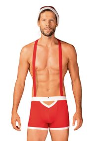 Мужской эротический костюм Санта-Клауса Obsessive Mr Claus Красно-белый L/XL