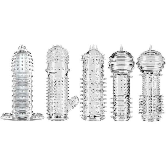 Набор рельефных эластичных насадок на пенис (5 штук)