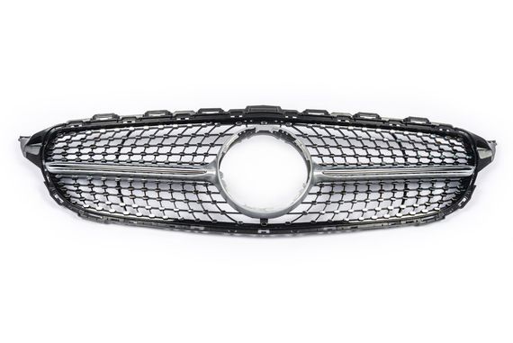 Передня решітка Diamond Silver 2014-2018, без камери для Mercedes C-сlass W205 рр | Зображення 8