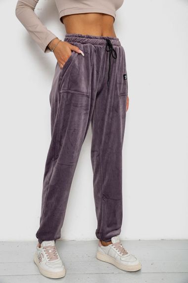 Спортивные штаны велюровые женские на флисе, цвет сливовый, 238R58649-1 | Зображення 2