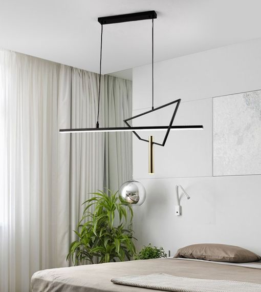 Люстра світлодіодна підвісна LED світильник для квартири на стелю лед 27175 Чорний 60-150х15х120 см. | Зображення 5